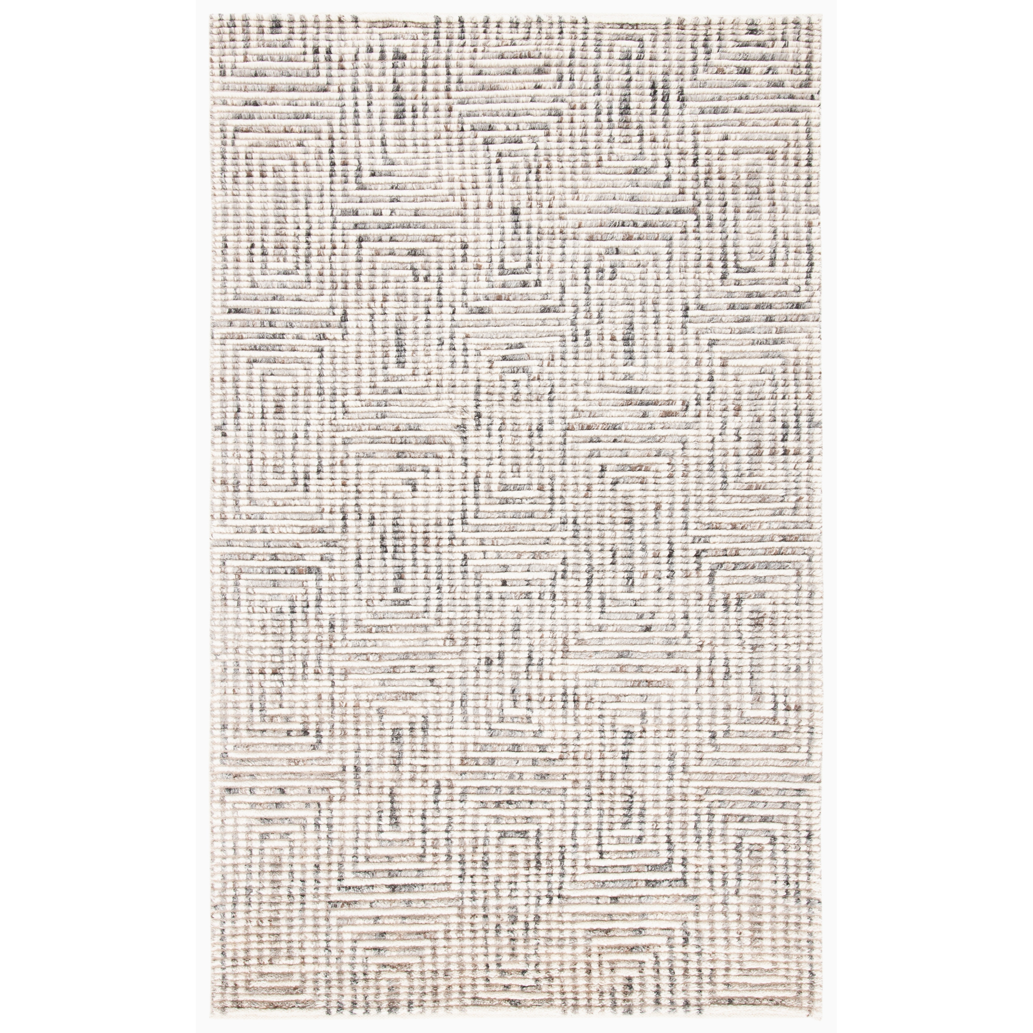 Ivory 5' x 8' Grey Safavieh Tibetan Collection TIB609A Hand-Knotted Modern Wool Area Rug 