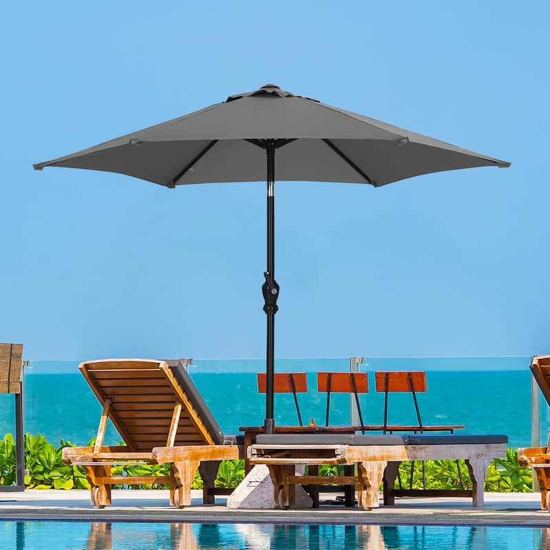 Ainfox 7.5ft Patio Umbrella Outdoor Umbrella Tilt Multi-color Without Base - Grey