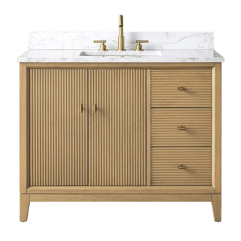 Vanity Art 42" Freestanding Bathroom Vanity with Engineered Marble Top and Sink