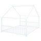 preview thumbnail 9 of 9, White Full Size Metal House Bed with Roof, Fence, and Back for Kids