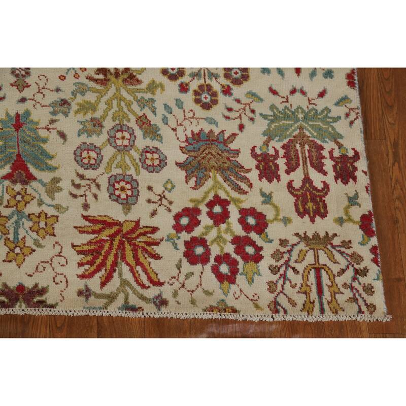 Hand Knotted Oriental 100% Wool Carpet Traditional All-Over Beige & Ivories Ziegler Area Rug - 7' 7'' X 5' 7''