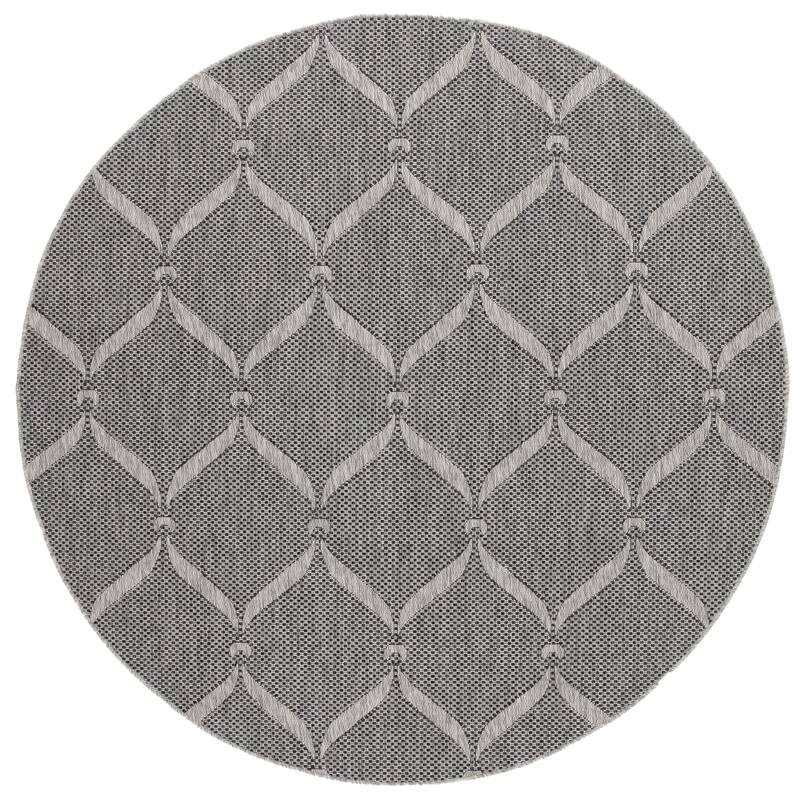 SAFAVIEH Beach House Konstanse Transitional Rug - 6'7" Round - Charcoal/Grey