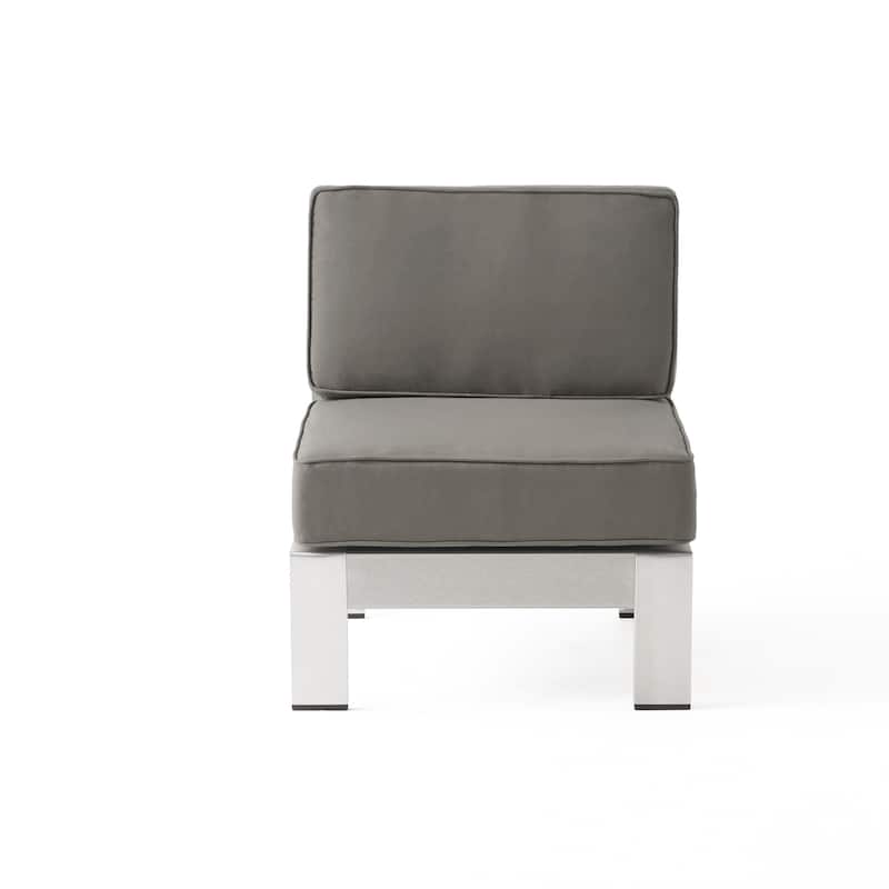 Cape Coral Outdoor 11 Seater Aluminum U-Shaped Sofa Sectional and Table Set by Christopher Knight Home