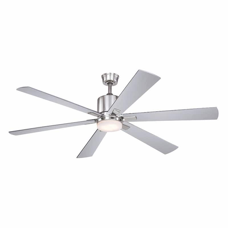 VAXCEL Wheelock Satin Nickel Outdoor Ceiling Fan, Reversible Black-Driftwood Blades, LED Light Kit, Remote 6 Speeds, DC Motor