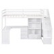 preview thumbnail 15 of 16, Loft Bed with L-Shaped Desk and Drawers Twin Size Kids Bed with Cabinet and Storage Staircase Kids Furniture, Gray