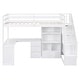 preview thumbnail 48 of 80, Multifunctional Wood Twin Size Loft Bed with L-Shaped Desk and Storage Staircase, Loft Bed Frame with Cabinet and Drawers