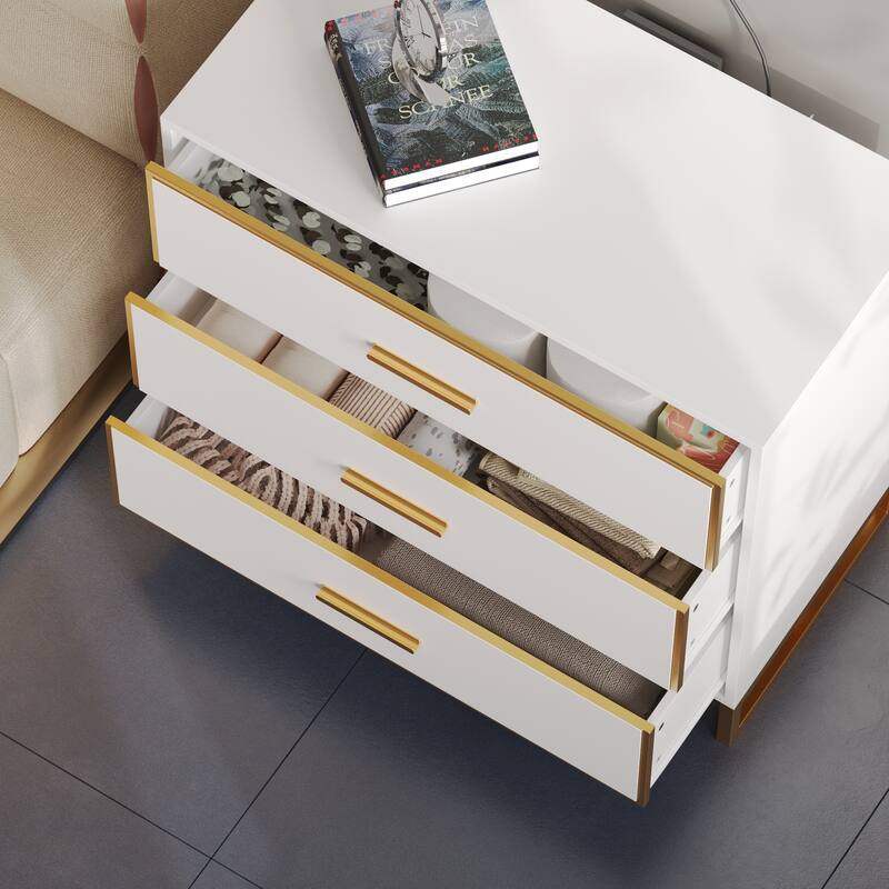 Luxurious Black and Gold Storage Cabinet Nightstand: Modern Design, Ample Storage & Practical Features