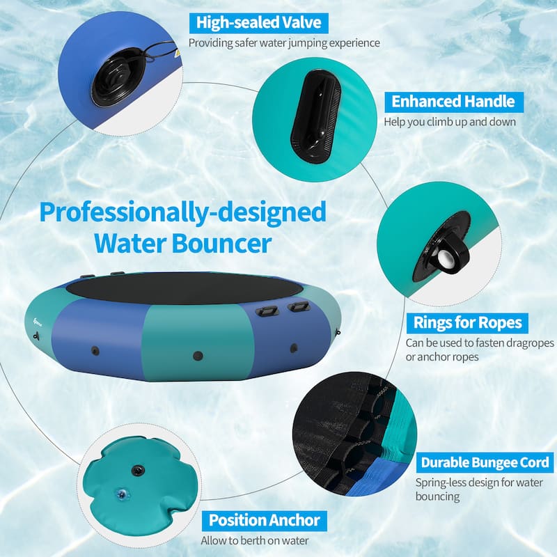 10FT Inflatable Water Bouncer Splash Padded Water Trampoline