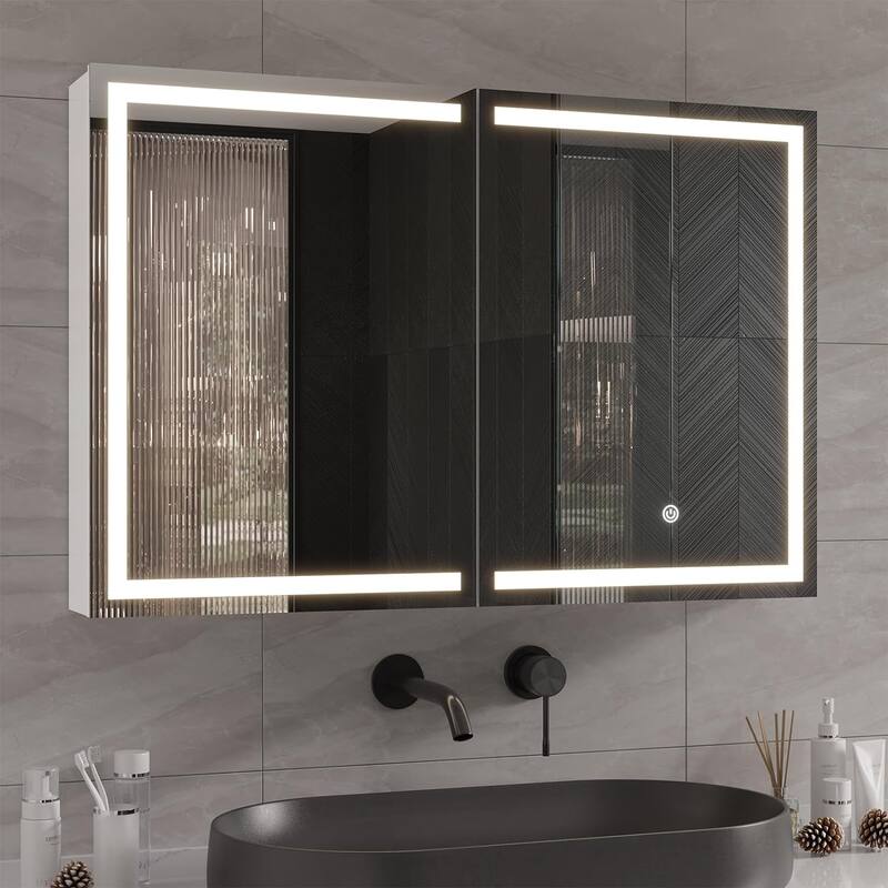 Lighted Medicine Cabinet Bathroom Wall Mounted Storage Doors