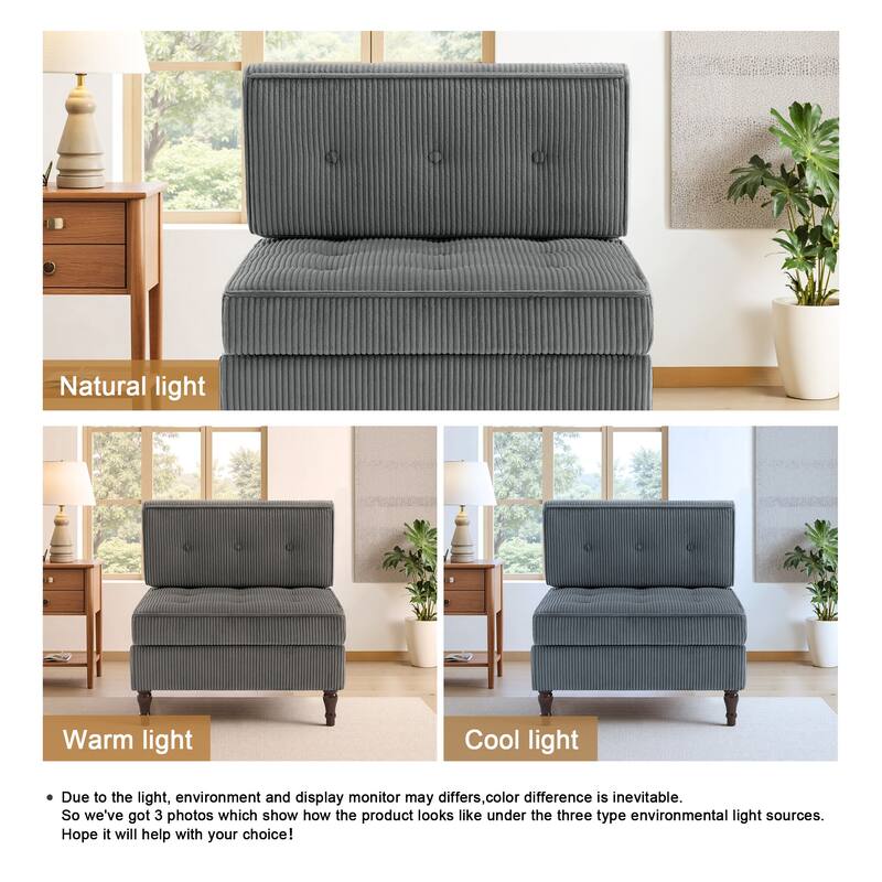 Modern Corduroy Corner Armchair Armless Chair sofa