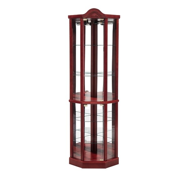Vintage Style Glass Display Cabinet with Carved Decoration