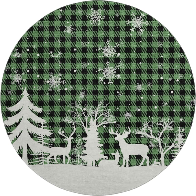 Premium Washable Super Soft Winter Reindeer Tree Mayfield Rug