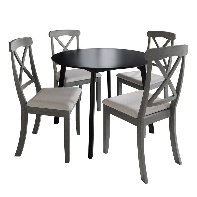 CraftPorch Farmhouse 4-Piece Chair and Round Table Wooden Dining Set