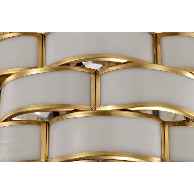 Cribe Brass Trim and White Ribbon Weave Ceiling Light