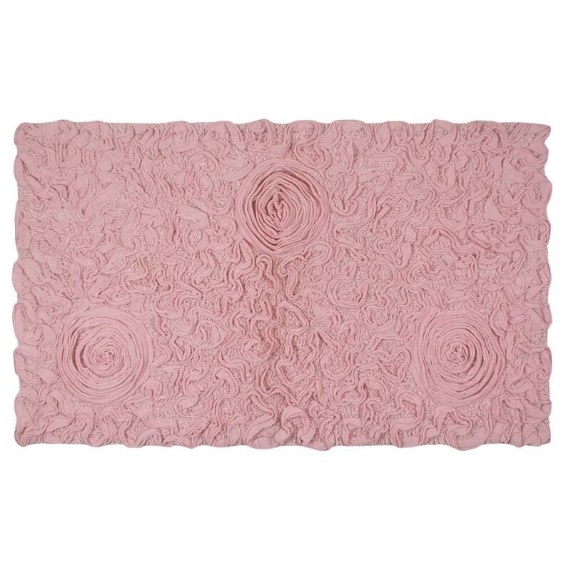 Bell Flower Bathroom Rug, Cotton Soft, Water Absorbent Bath Rug, Non Slip Shower Rug Machine Washable 24"x40" Rectangle