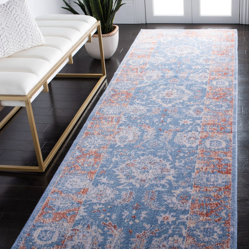 SAFAVIEH Hellenic Chandra Traditional Wool Rug - 3' x 13' Runner - Blue/Gold