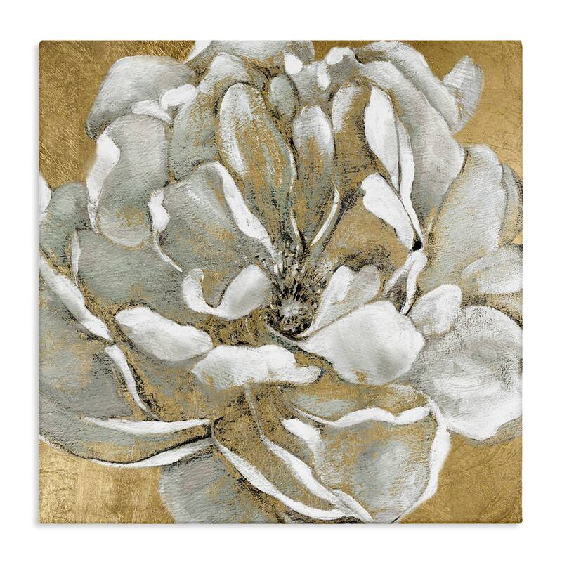 Stupell Blushing White Magnolia Flower Abstract Floral over Gold Canvas Wall Art - Yellow - 17 x 17