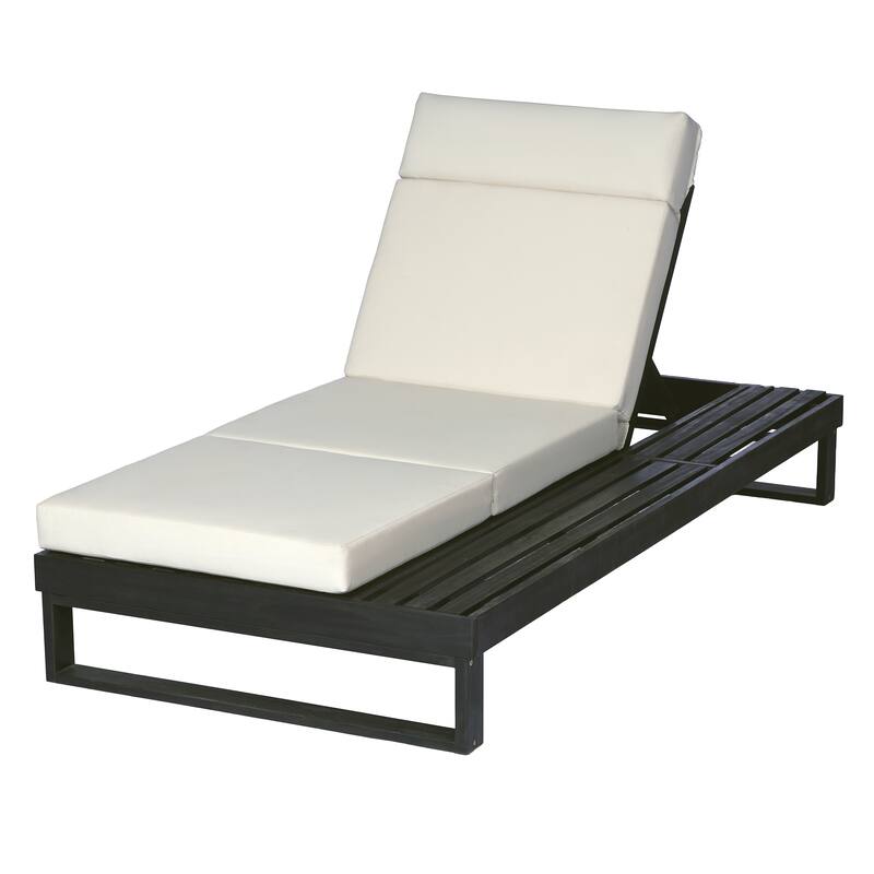 Christopher Knight Home - Modern Outdoor Acacia Wood Chaise Lounge with 4-Position Adjustable Backrest & 4-Fold Cushion