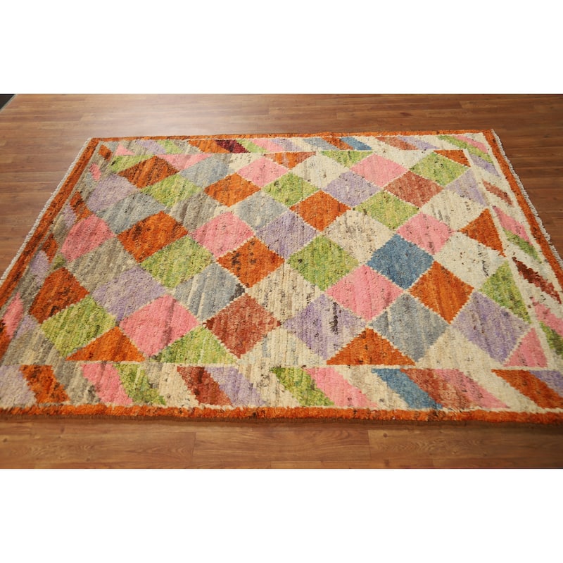 Tribal / Trellis Moroccan Oriental Rug Handmade Wool Carpet - 5'3" x 6'4"