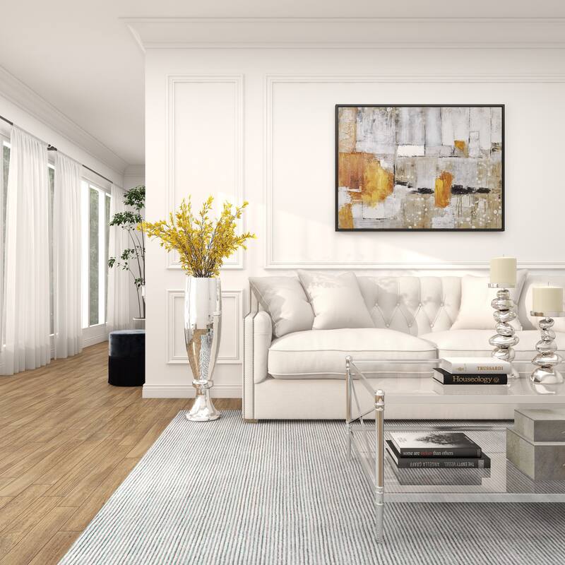 Silver Polystone Glam Vase with Mosaic Mirror Inlay