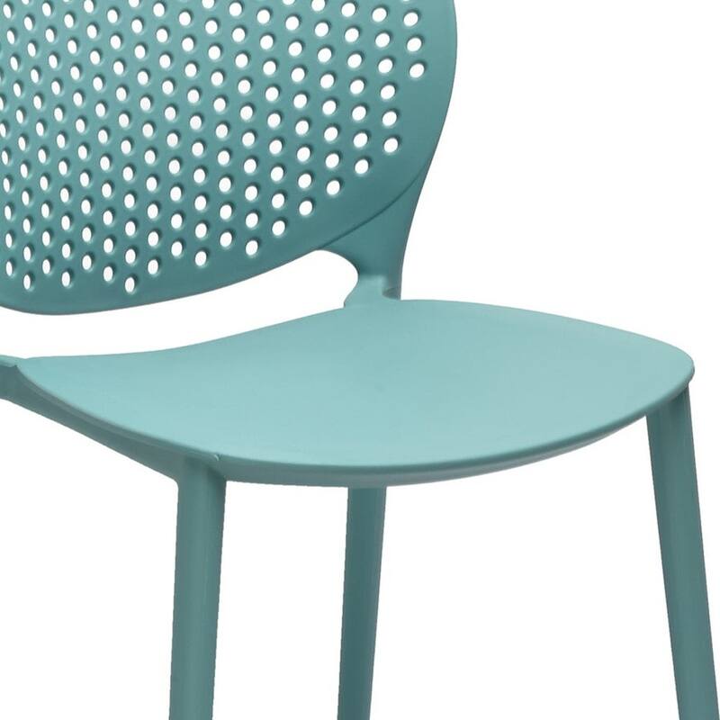 HomeRoots Set of Four Blue Heavy Duty Plastic Dining Side Chairs - 19.00 in. x 31.00 in. x 22.00 in.
