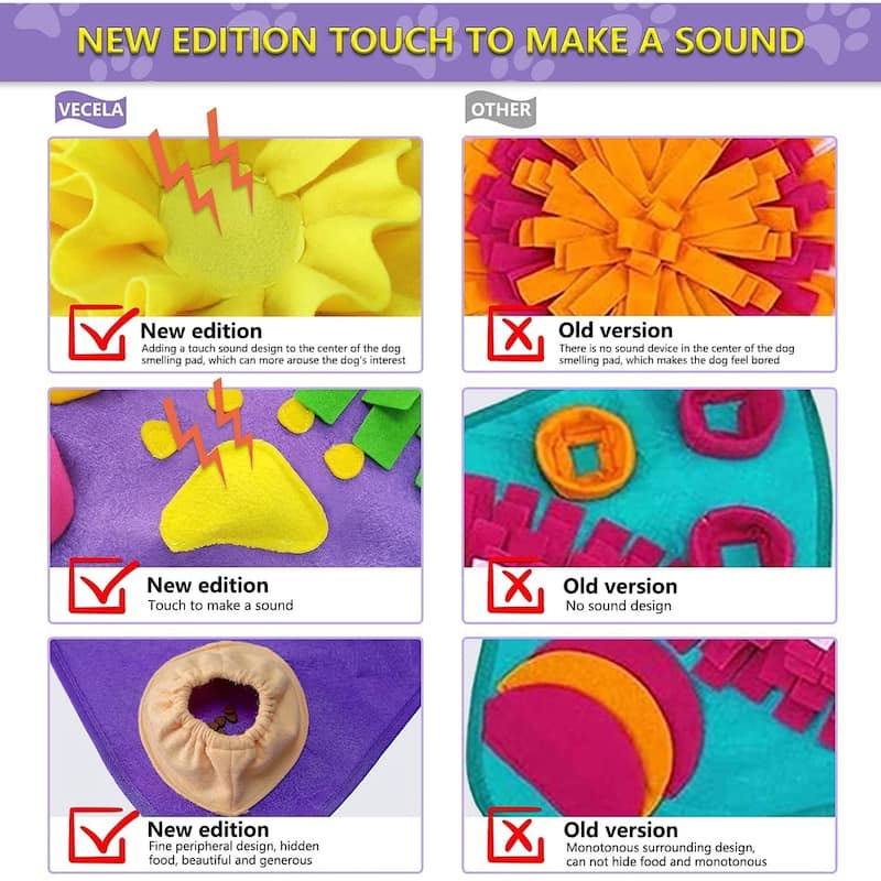 28.3" Pet Snuffle Foraging Mat, Dog Mental Puzzle Interactive Stimulation Toys for Smell Training and Slow Eating - N/A
