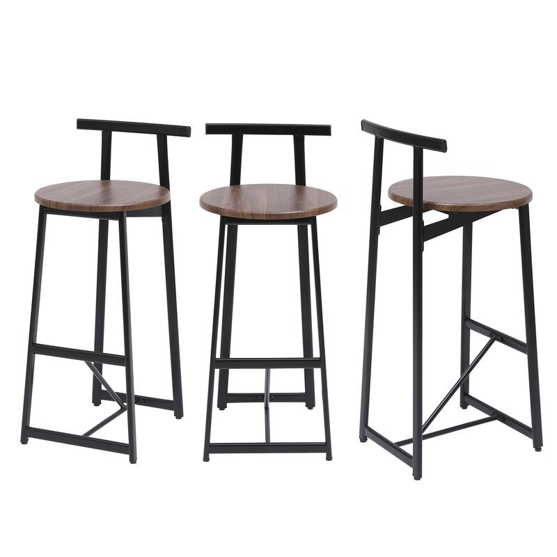 Bar Stools Kitchen Island Bar Chairs Set Of 3 Metal Counter Barstools With Backrest For Dining Pub Room
