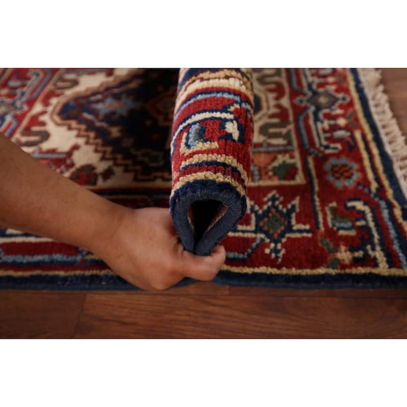 Blue Heriz Serapi Indian Accent Rug Hand-Knotted Wool Carpet - 2'0" x 3'0"