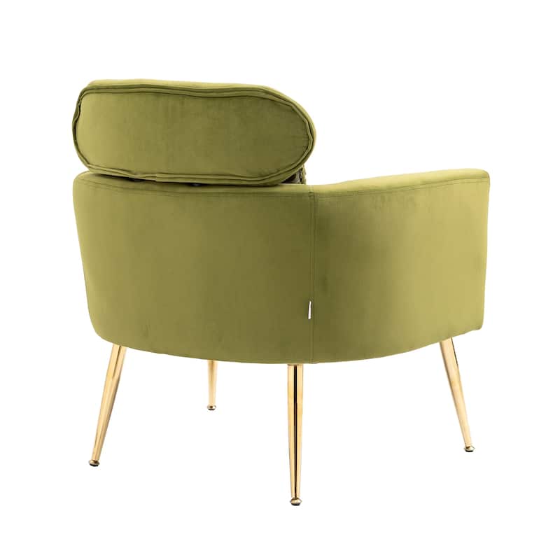 Velvet Upholstered Accent Chair With A Pillow