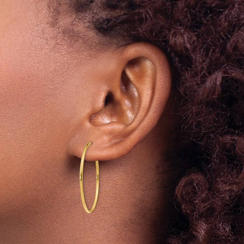 Curata 14k Yellow Gold Polished 1.25x30mm Endless Hoop Earrings