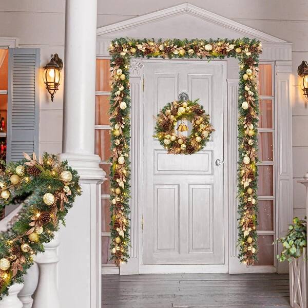 Pre-Lit Multicolor Christmas Wreath – 47 Inch Outdoor/Indoor Decor For Window, Door, Fireplace