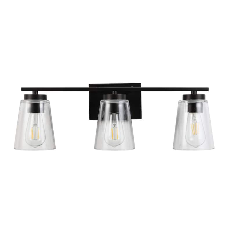 SAFAVIEH Lighting Nelya 3 Light Wall Sconce - 26" x 6" x 7.8" - Oil Rubbed Bronze/Clear - 26Wx6Dx8H