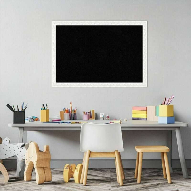 Bethany White Wood Framed Cork Board - Bulletin Board, Organization Board, Pin Board