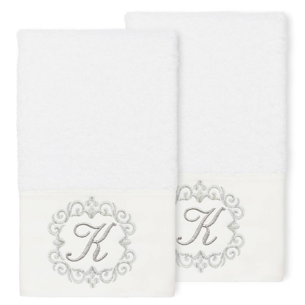 Authentic Hotel and Spa 100% Turkish Cotton Monica 2PC Embellished Hand Towel Set