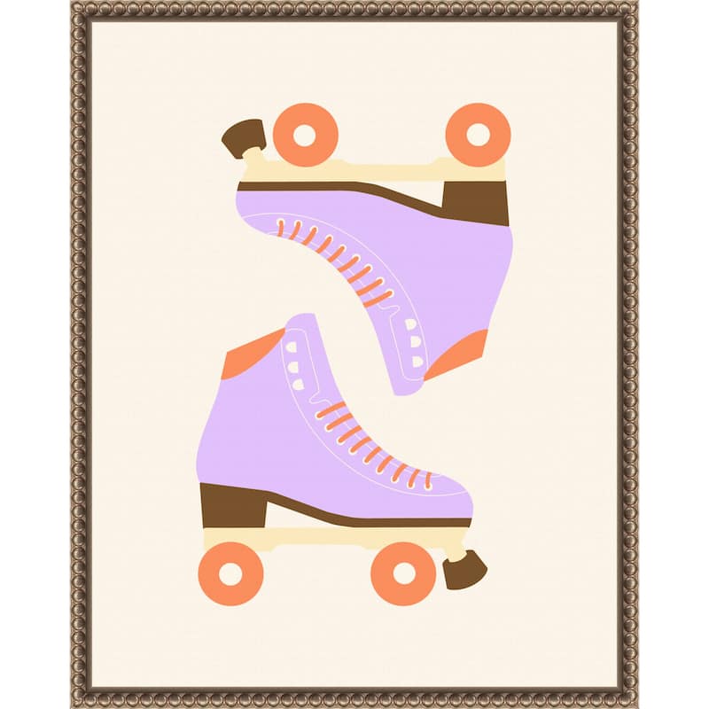 Lavender Retro Roller Skates by Artprink (16 x 20 in.), Framed Canvas Wall Art Print