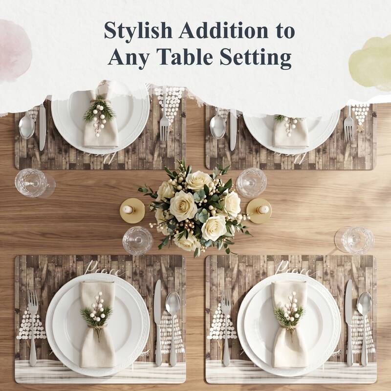 Pimpernel Rustic Placemats Cork Backed Boards Table Mats Snow Tree Heat Resistant - 15.7" L x 11.7" W
