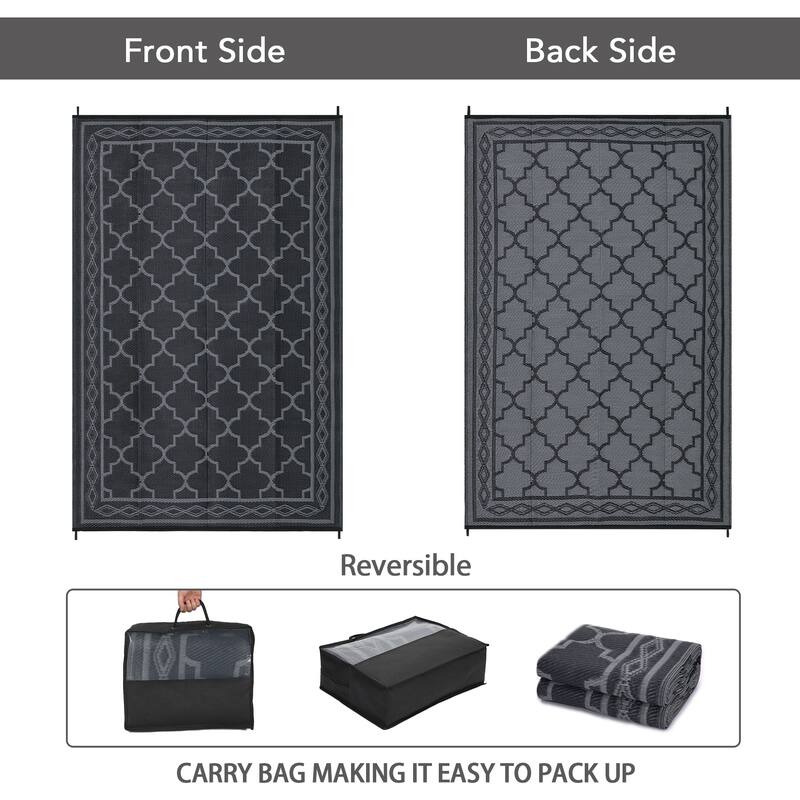Outdoor Rug Waterproof Reversible Rug Outside Plastic Carpet, Stain & UV Resistant Portable RV Rug