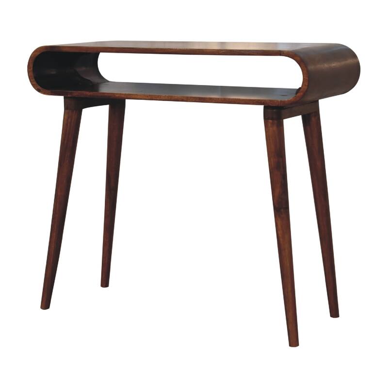Modern Style Console Table Wood Table Top,Leisure Coffee Table With Storage Space - Brown - Wood
