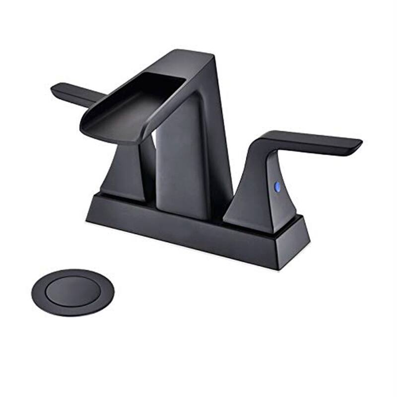 BATHLET 2-Handle Waterfall 4" Centerset Bathroom Faucet with Drain Assembly - Matte Black