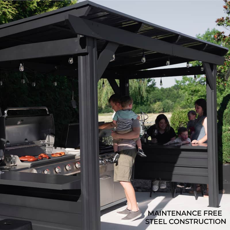 Backyard Discovery Rockport XL 12x6' Galvanized Steel BBQ Grill Gazebo