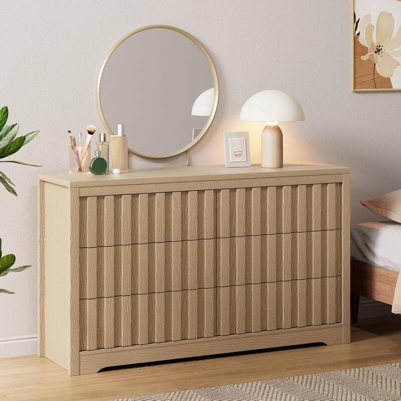 6 Drawers Fluted Modern Dresser, Versatile Chest of Drawers for Bedroom