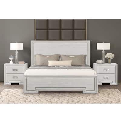 Furniture of America Klasiin 3-Piece Rustic White Wood Panel Bedroom Set