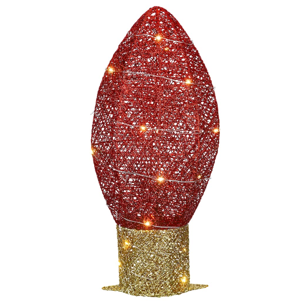 National Tree Company 20 in. Pre-Lit Red Christmas Light Bulb Decoration - 20 in