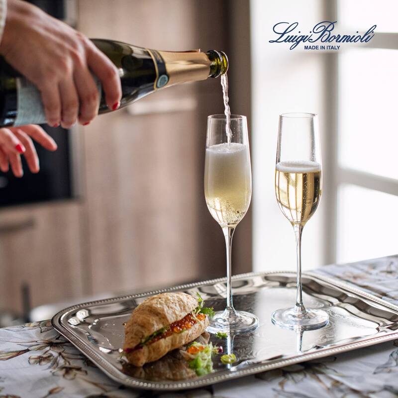 Luigi Bormioli Set of 4 Crescendo Champagne Flute Glasses - 8 oz.