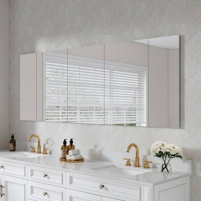Bath 30'H Recessed or Surface Wall Mount Medicine Cabinet With Adjustable Glass Shelves