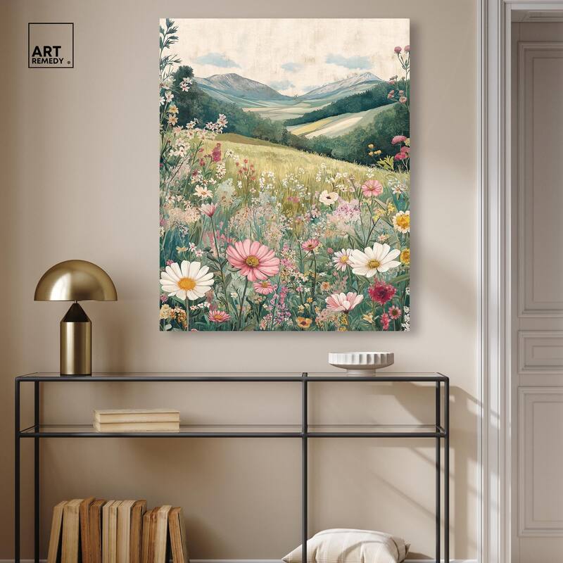Floral Valley Vista Canvas by Art Remedy, Gallery Wrapped