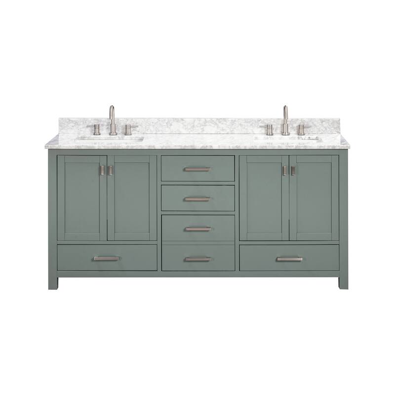 Avanity Modero 72 in. Double Sink Bathroom Vanity with Carrara Marble Top - 73"W x 22"D x 35"H