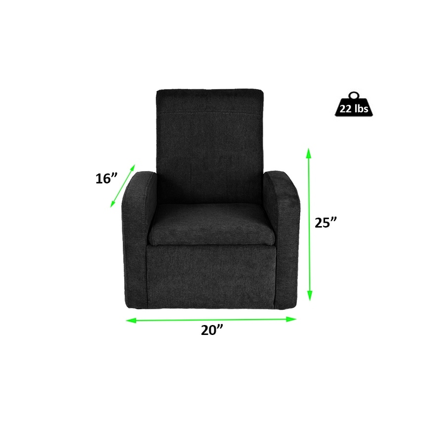 как выглядит Kids Black Comfy Upholstered Recliner Chair with Storage - фото
