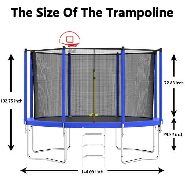 Trampoline with Basketball Hoop and Ball ,Recreational Trampolines with Safety Enclosure