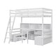 preview thumbnail 4 of 11, Twin Loft Bed with Storage Shelves, Desk, and Drawers in White